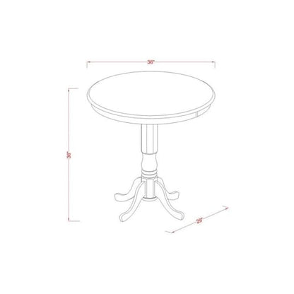 East West Furniture JAQU3-WHI-W 3 Piece Counter Height Dining Table Set Contains a Round Wooden Table with Pedestal and 2 Kitchen Dining Chairs, 36x36 Inch, Buttermilk & Cherry - color: Jaqu3-whi-w