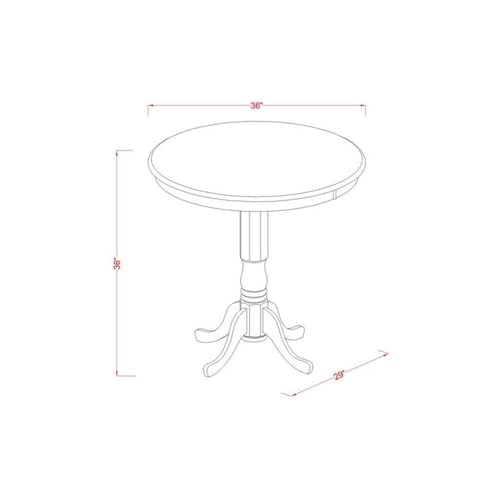 East West Furniture JAQU5-BLK-W 5 Piece Counter Height Dining Table Set Includes a Round Kitchen Table with Pedestal and 4 Dining Room Chairs, 36x36 Inch, Black & Cherry - color: Jaqu5-blk-w