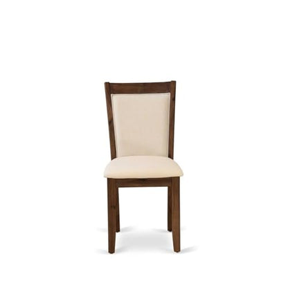 East West Furniture MZCNT32 Monza Parson Chairs - Light Beige Linen Fabric Upholstered Dining Chairs, Set of 2, Antique Walnut - color: Mzcnt32