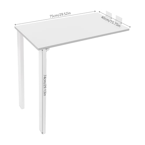 Folding Wall Mounted Table with Legs, 29"×15" Drop Leaf Desk (White) | For Home Office Kitchens Balconies Small Apartments; Saving Space, Heavy Duty Solid Wood Multi-layer Boards, Easy to Install