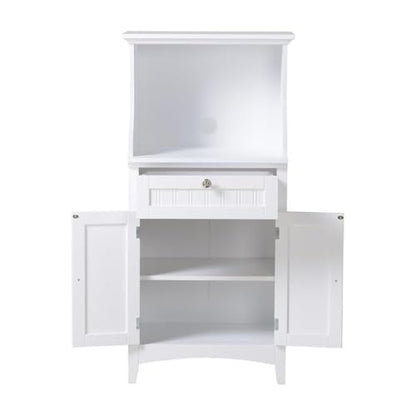 OS Home and Office Furniture 23.5" Wood Microwave/Coffee Maker Cabinet in White