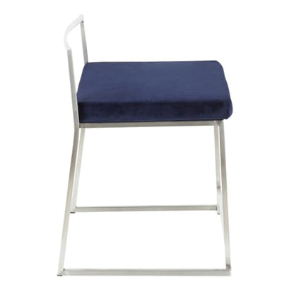 Penau Stackable Dining Chair Set, Blue Velvet, Metal Frame | Blue Velvet Upholstery, Stackable Design, Dining, Office, Vanity Use, Padded Seat, Low Back