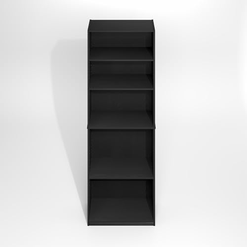 Furinno Jaya Simply Book Shelf, 5-Tier Bookshelf, Bookcase with Adjustable Shelves, 9.5 x 24.5 x 71.2, for Living Room, Bedroom, Home Office, Darkwood - color: Blackwood, size: 5-Tier, 9.5 x 24.5 x 71