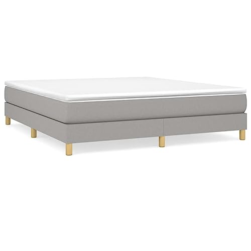 King Size Bed Frame Upholstered Platform Bed, Modern Light Grey Fabric Bed Base, Sturdy Engineered Wood Construction with Support Legs, Easy Assembly - size: King