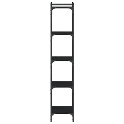 5-Tier Black Bookcase 11.8 x 15.7 x 60.6 in Matte Engineered Wood & Metal Shelving Unit Adjustable Small Shelf Stand for Living Room Bedroom Office - color: Black-b, size: Medium