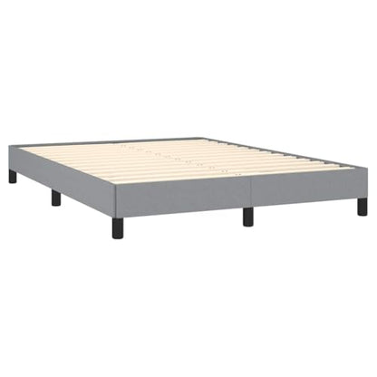 Queen Size Upholstered Bed Frame, Low Profile Platform Bed with Slatted Support, No Box Spring Needed, Sturdy Fabric Base, Light Gray