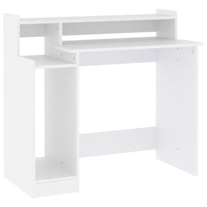 Computer Desk White Engineered Wood Writing Desk with Floating Shelves Modern Matte Rectangular Study Table for Small Spaces Office Bedroom, 38.2 x 17.7 x 35.4 Inches - color: White, size: Standard