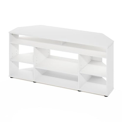 Furinno BESI TV Stand, No Tools Assembly Industrial Style Entertainment Center, TV Console for TV up to 46 Inch, for Living Room, Bedroom, White - color: White