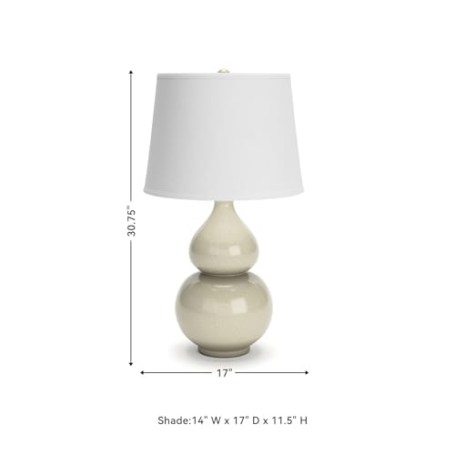 Signature Design by Ashley Saffi 30" Tall Ceramic Table Lamp, Cream | Textured crackle glaze ceramic base, Adjustable 3-way switch for custom ambiance, Light-diffusing fabric drum shade - style: Saffi