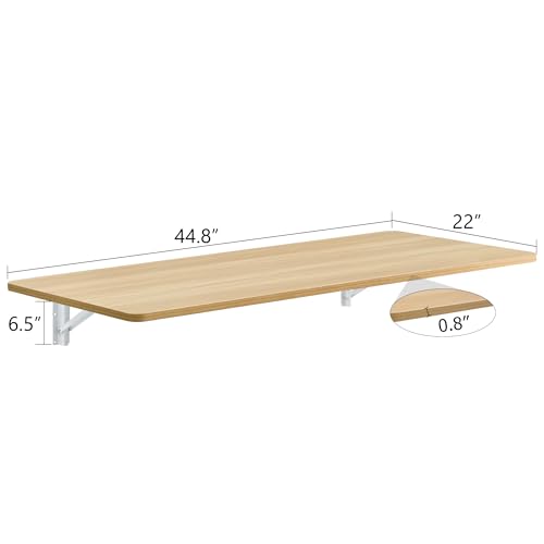 Modern Wall-Mounted Folding Table, Solid Wood, White and Natural Oak, 45x22 Inches, Collapsible Space-Saving Design for Home Office, Laundry Room (Burly Wood) - color: Burly Wood