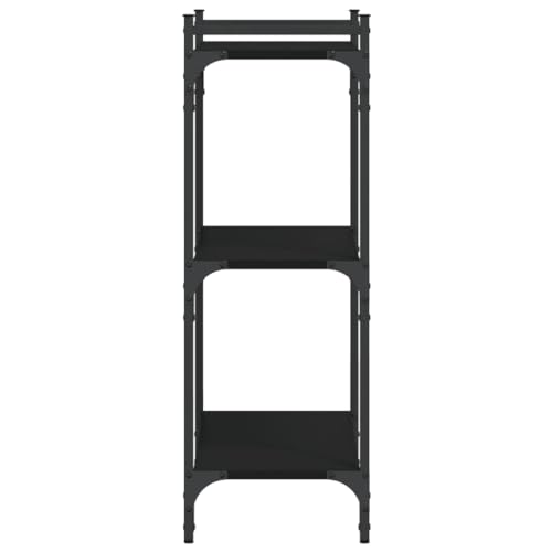 Industrial 3 Tier Black Bookcase 23.6 x 11.8 x 33.9 in Engineered Wood & Metal Small Bookshelf for Living Room Bedroom Office Modern Matte Finish Easy Assembly - color: Black, size: 23.6 x 11.8 x 33.9 in