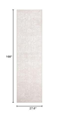 SAFAVIEH Reflection Collection Runner Rug - 2'3" x 14', Cream & Ivory, Non-Shedding & Easy Cleaning, Ideal for Living Room, Bedroom (RFT665D) - color: Creme/Ivory, size: 2'3" x 14' (Runner)