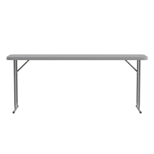 EMMA + OLIVER 6-Foot White Plastic Folding Table | Lightweight, Easy Storage, Event and Banquet Table - color: Grey
