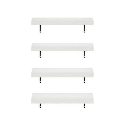 Furinno Tanna Floating Shelves for Wall Set of 4, 22-Inch Wall Shelf, Triple Thick Floating Mounted Shelf, for Bathroom, Home Office, Living Room, White Texture - color: White Texture