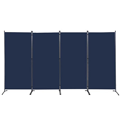 4 Panel Folding Room Divider, Sturdy Frame Freestanding Wall Divider - color: Navy Blue, size: 4 Panel