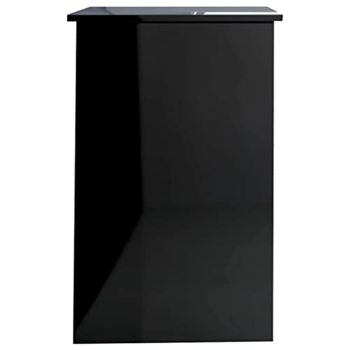 Writing Desk High Gloss Black 39.4 Inch Modern Computer Desk with Drawer, Engineered Wood Study Table for Home Office, Bedroom and Small Space, 39.4x19.7x29.9 in - color: Black, size: 39.4 x 19.7 x 29.9 in