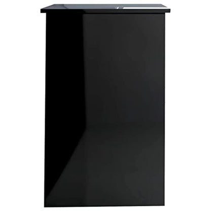 Writing Desk High Gloss Black 39.4 Inch Modern Computer Desk with Drawer, Engineered Wood Study Table for Home Office, Bedroom and Small Space, 39.4x19.7x29.9 in - color: Black, size: 39.4 x 19.7 x 29.9 in