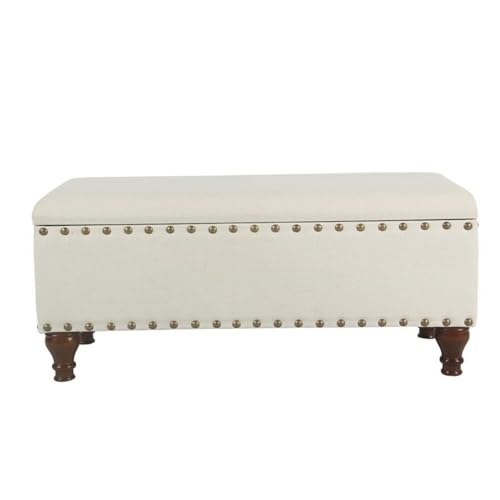 HomePop 42" Storage Bench with Nailhead Trim - Cream - color: Cream