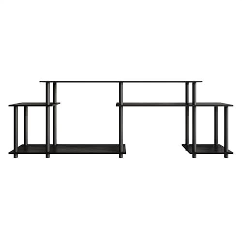 Simple 3-Tier TV Stand with Open Storage Shelves, for TVs up to 50", Black - color: Black