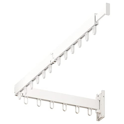 HEILAIYI Clothes Drying Rack,Laundry Drying Rack,Wall Mounted Clothes Rack,Laundry Rack Wall Mount,Folding Retractable Collapsible Drying Rack Clothing (Three-Poles,Loop Hooks,White) - size: White/Loop-Shape Hooks