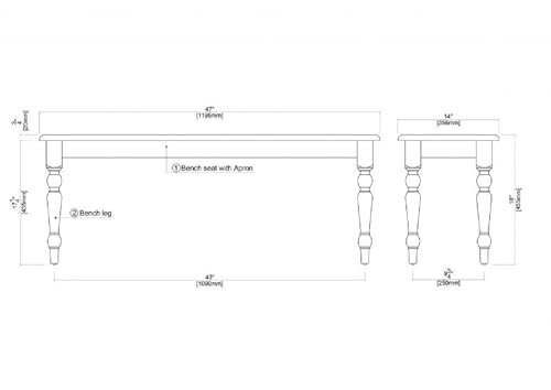Boraam Windsor Farmhouse Dining Bench - Cream/Natural - color: Cream/Natural, size: Bench