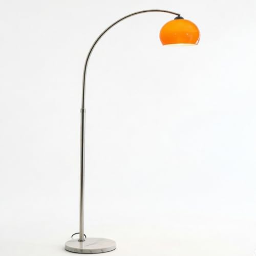 Orange Floor Lamp Mid-Century Modern, White Marble Base, E26 Bulb Included for Living Room Bedroom Office Decor, US Plug, Acrylic Shade
