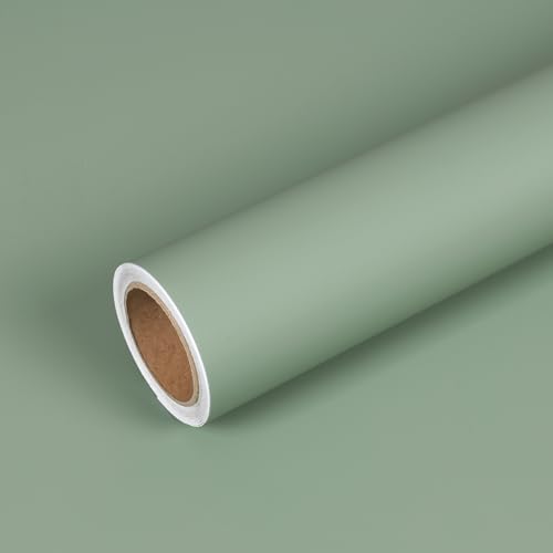 VEELIKE Thick Sage Green Peel and Stick Wallpaper Matte Green Contact Paper for Cabinets 15.7''x118'' Waterproof Self Adhesive Sage Wallpaper Removable Wall Covering for Bedroom Kitchen Bathroom Decor - color: Sage Green, size: 15.7" x 118"
