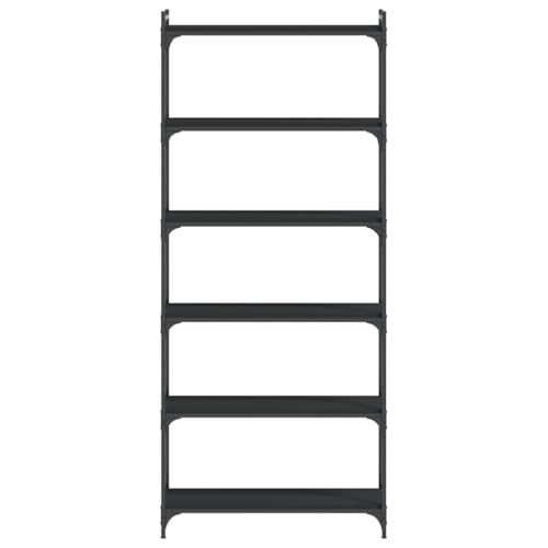 6-Tier Bookshelf Industrial Bookcase with Metal Frame, Tall Open Storage Shelving Unit for Living Room, Home Office, Bedroom, Black, 31.5" x 11.8" x 74" - color: Black 13