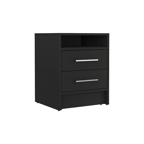 Tuhome Greter Floating Nightstand, 24" Tall Bedside Table with 2 Drawers & Open Shelf, Engineered Wood Night Stand for Bedroom, Narrow Small Nightstand in White or Black