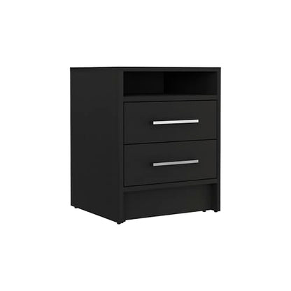 Tuhome Greter Floating Nightstand, 24" Tall Bedside Table with 2 Drawers & Open Shelf, Engineered Wood Night Stand for Bedroom, Narrow Small Nightstand in White or Black