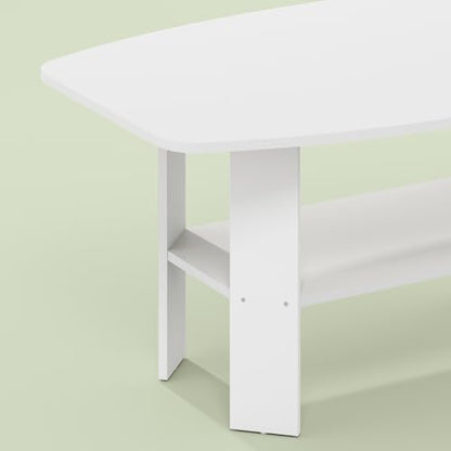 Gurney Coffee Table with Shelf for Living Room, White - color: White