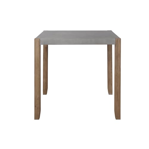Alaterre Furniture Newport Dining Table for 4, Gray/Amber, 42” x 36” | Rustic Industrial Kitchen Table with Faux Concrete Top and Light Wood Legs for Dining Room or Kitchen