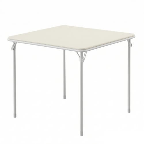 VECELO 34'' Folding Card Table Square with Soft Padded Tabletop, Portable for Dining Room, Parties, Games, Puzzles, Cream & Beige - color: Cream & Beige, style: Folding Table