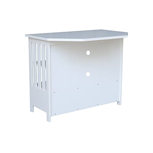 IC INTERNATIONAL CONCEPTS Solid Wood TV Stand with Shelves and Drawer in White - 28.9" Height - color: White