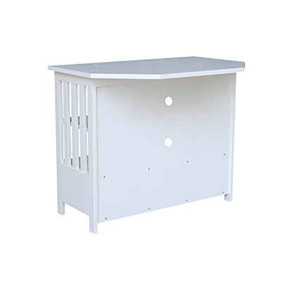 IC INTERNATIONAL CONCEPTS Solid Wood TV Stand with Shelves and Drawer in White - 28.9" Height - color: White