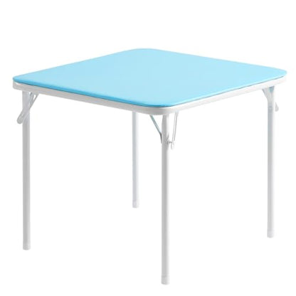 VECELO 24'' Kids Folding Activity Card Table, with Ultra Soft Padded Tabletop, 1 Piece, Blue & White - color: Blue and White