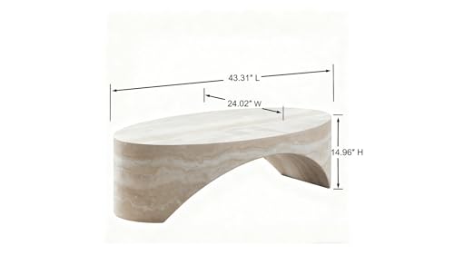 Beige Faux Marble Arch Coffee Table, Fiberglass Modern Accent Table for Living Room, Ready-to-Use Stylish Center Furniture with Durable Build,No Assembly Required(43.31'' Mars Pattern) - color: 43.31'' Mars Pattern