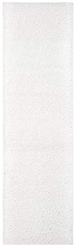 SAFAVIEH August Shag Collection Runner Rug - 2'3" x 6', White, Solid Design, Non-Shedding & Easy Care, 1.2-inch Thick Ideal for High Traffic Areas in Living Room, Bedroom (AUG900A) - color: White, size: 2'3" x 6' (Runner)