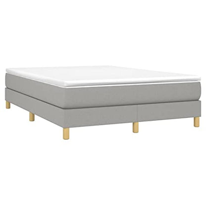 Queen Size Upholstered Bed Frame, Light Grey Fabric Platform Bed with Durable Plywood Slats, Modern Low Profile Bed Base for Bedroom Furniture, No Box Spring Needed