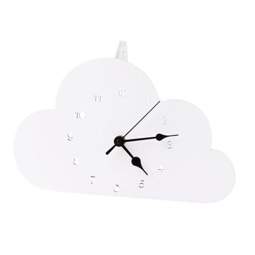 Healifty Nordic-Style Cloud-Shaped Desktop Clock White, Silent Battery-Operated Bedroom and Home Clock for Nightstand and Tabletop Decor