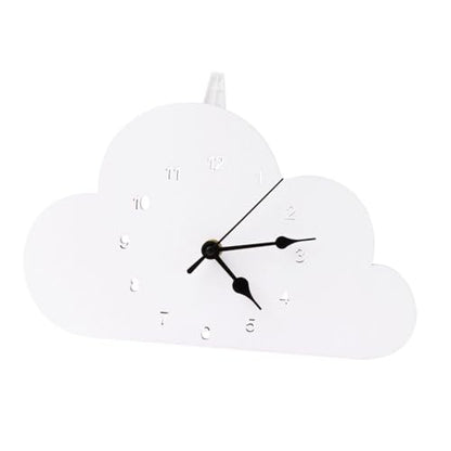 Healifty Nordic-Style Cloud-Shaped Desktop Clock White, Silent Battery-Operated Bedroom and Home Clock for Nightstand and Tabletop Decor
