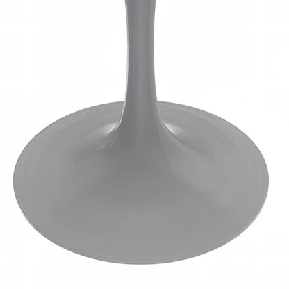 LeisureMod Verve Mid-Century Modern Dining Table with a 48" Round MDF Tabletop and White Steel Pedestal Base for Kitchen and Dining Room (Cognac Brown) - color: Cognac Brown Wood, size: 48 inch Wide