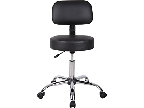 Boss Office Products B245-BK Be Well Medical Spa Stool with Back, Black - color: Black, style: With Back Cushion