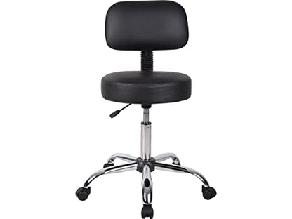 Boss Office Products B245-BK Be Well Medical Spa Stool with Back, Black - color: Black, style: With Back Cushion