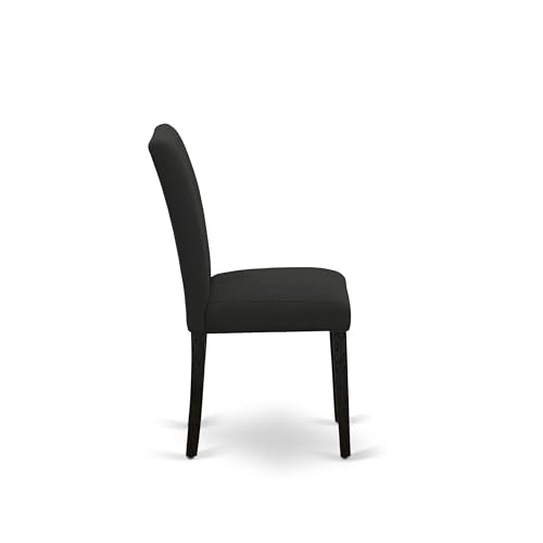 East West Furniture ABP6T24 Abbott Parson Chairs - Black Color Linen Fabric Upholstered Dining Chairs, Set of 2, Wirebrushed Black - color: Abp6t24