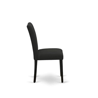 East West Furniture ABP6T24 Abbott Parson Chairs - Black Color Linen Fabric Upholstered Dining Chairs, Set of 2, Wirebrushed Black - color: Abp6t24