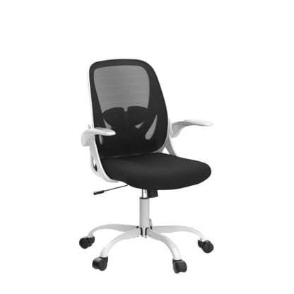 Office Chair Ergonomic Desk Chair with Adjustable Lumbar Support and Height, Swivel Breathable Desk Mesh Computer Chair with Flip up Armrests for Conference Room(White) - color: White