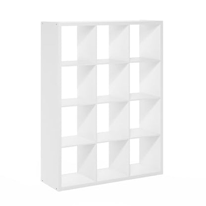 12-Cube Bookshelf, Cubicle Shelf Bookcase with Open Back, Position Reversible Book Shelf, 15 x 44 x 58, for Home Office, Living Room, White - color: White, size: 12 Cube
