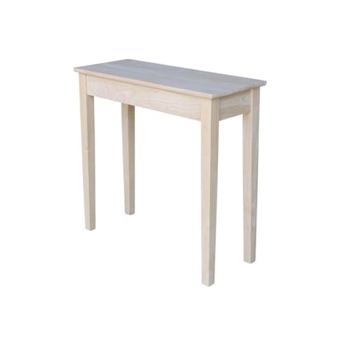 IC International Concepts, Rectangular Hall Table W/Drawer , Solid Real Wood, Sturdy Parawood, 30"W x 12"D x 29"H , DIY, Paint/Stain Ready, Unfinished