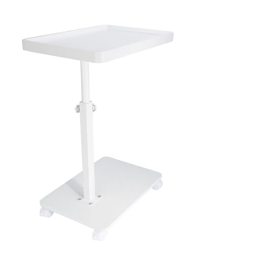 YYW Adjustable C-Shaped End Table with Removable Wheels & Convertible Base - 360° Swivel Height-Adjustable (17.7"-31.5") Sofa/Bedside Table, Minimalist Solid Colors for Modern Spaces (White) | Removable Wheels, 360° Swivel, Convertible Base, Minimalist So
